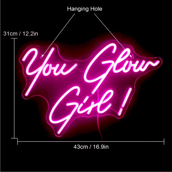 You Glow Girl Neon Pink Light Decor Bedroom/Living Room Dorm Wall Party Cute LED - Picture 4 of 5